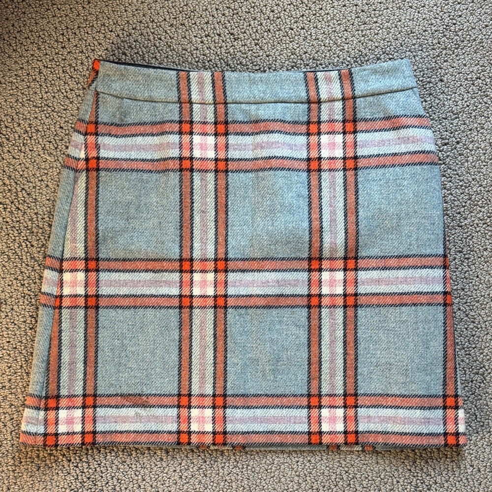 Boden Plaid Skirt in grey & orange & pink